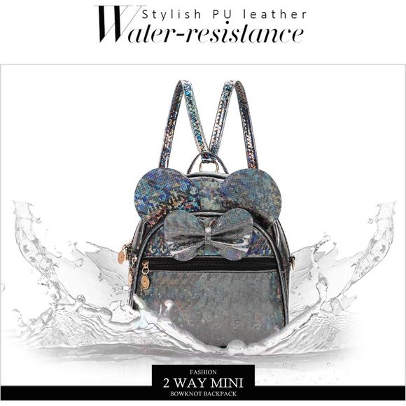 Bowknot Polka Dot Mini Backpack And Convertible Shoulder Bag Purse for Women - Picture 6 of 7